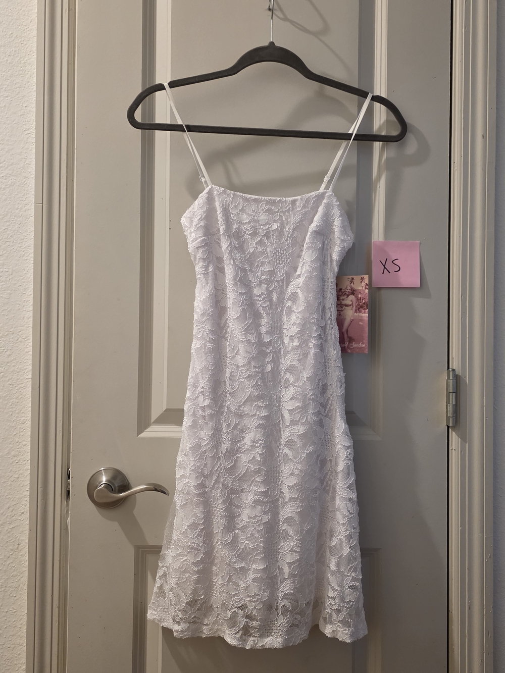 White Lace Slip Dress with Spaghetti Straps